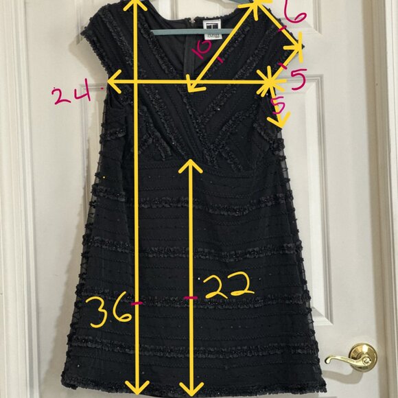 Tadashi TooPlus Size Sequin & Ruffle Mesh Overlay Cocktail Dress 2X - Picture 14 of 15